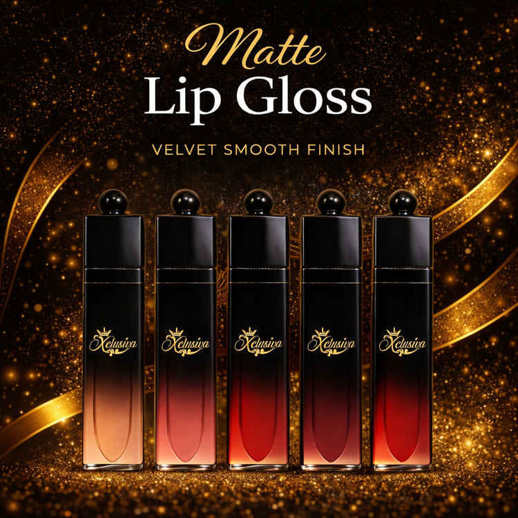 Matte Lip Gloss collection featuring richly pigmented matte lip gloss shades with smooth velvet finish.